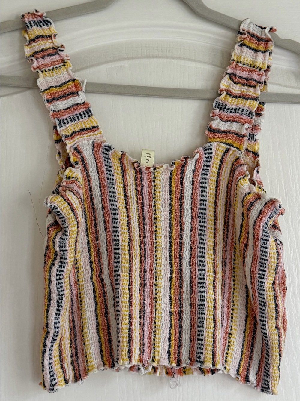Francesca's Collections Striped Knit Tank in Pink, Yellow, Black & Cream